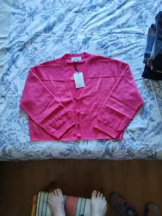 Chaqueta rosa de punto
