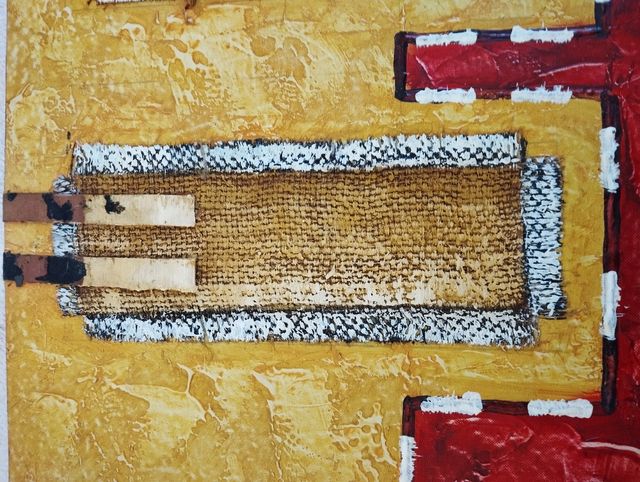 Relieve vintage de yeso policromado