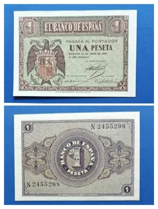 Rara Serie N ÚLTIMA SC 1 Peseta ABRIL BURGOS 1938