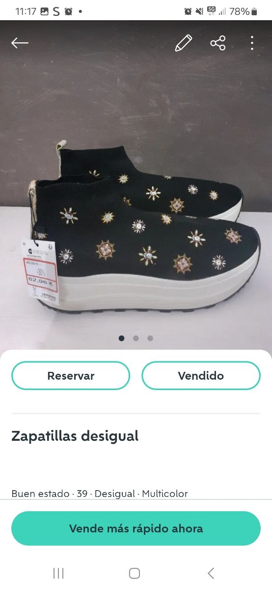 Zapatillas Desigual Negras Talla 39