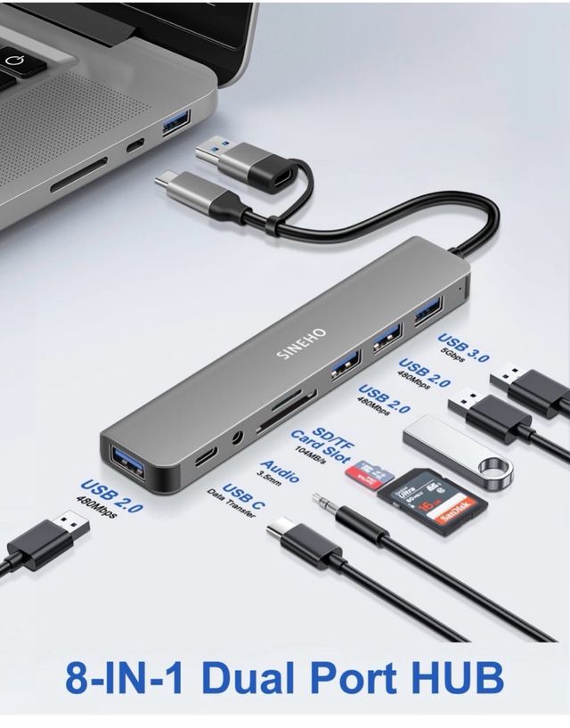 Adaptador USB-C 8 en 1