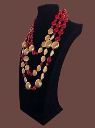 Collana donna oro e rosso