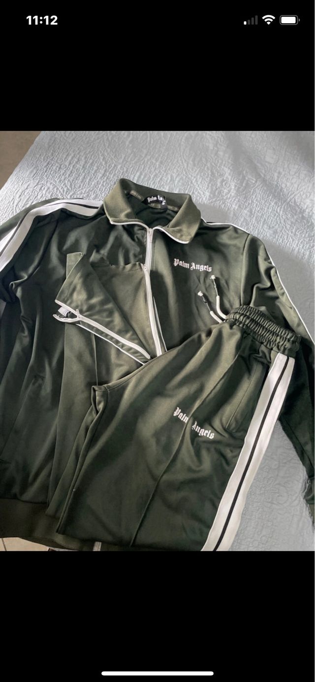 Tuta Palm Angels verde e bianca