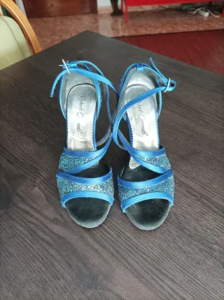 Zapatos de baile Roberto Garrudo azules y plateado