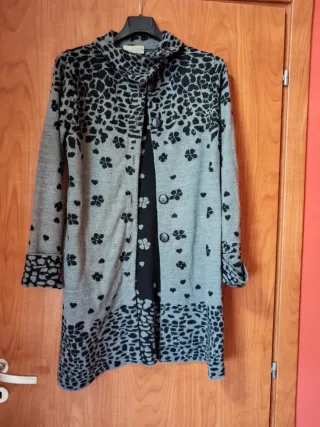 Cappotto lana fantasia leopardata e fiori