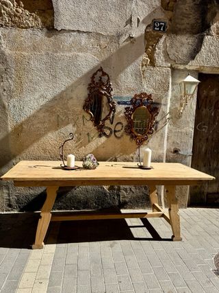 Mesa antigua tocinera rústica. “madera lavada”