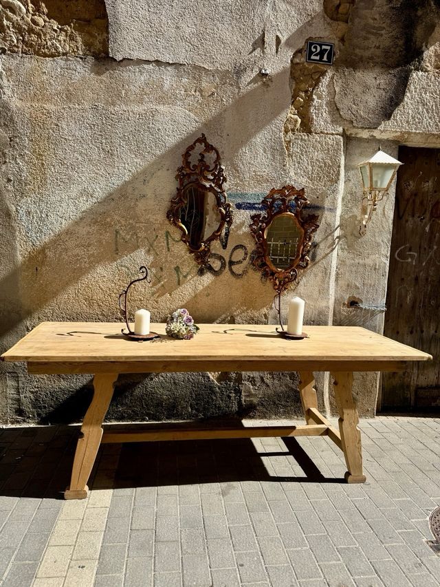 Mesa antigua tocinera rústica. “madera lavada”