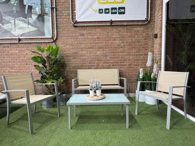 Sofá + 2 Sillas + Mesa de Cristal Templado TERRAZA