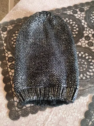 Berretto in lana donna nero/argento