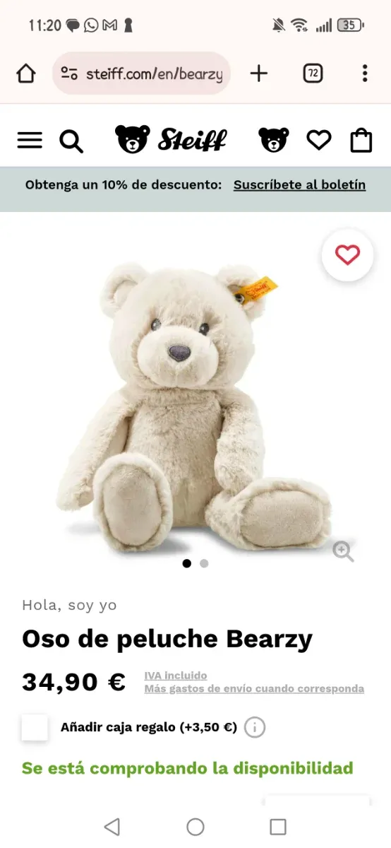 Oso de peluche Steiff Bearzy