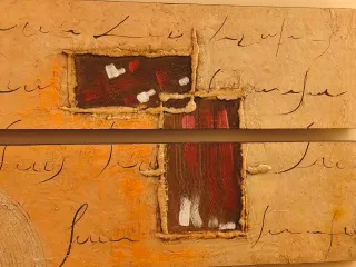 Cuadro decorativo beige y rojo