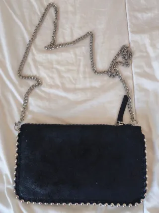 Bolso Zara Negro con Cadena Plateada