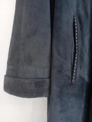 Abrigo de piel azul marino mujer