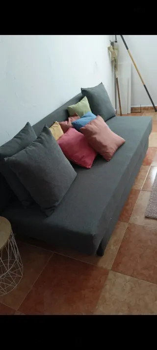Sofá Cama Ikea Matrimonio Gris y Rosa