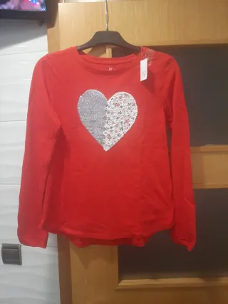 Camiseta GAP Corazón Lentejuelas Talla 14-16