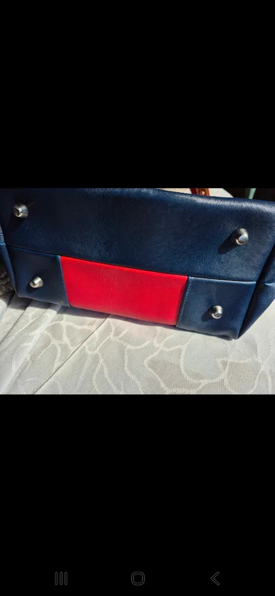 Bolso Montepicaza Cuero Ecológico Azul y Rojo