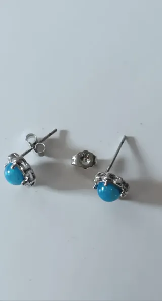 Pendientes mini plata con piedra azul