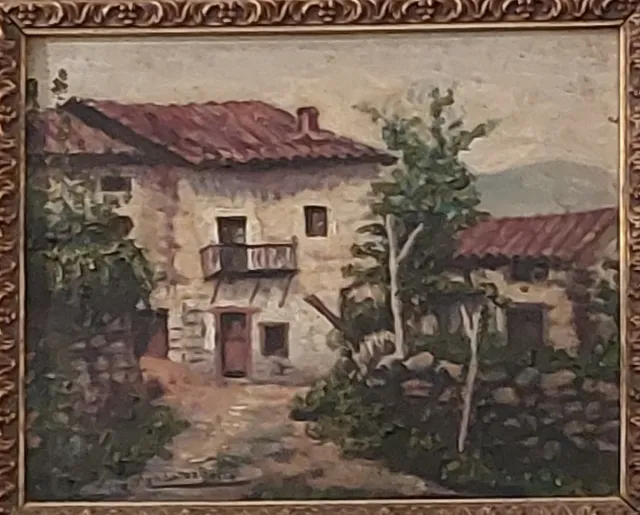 Pintura Paisaje Vasco Caserío P. Mendarozqueta