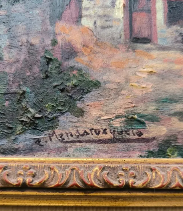 Pintura Paisaje Vasco Caserío P. Mendarozqueta