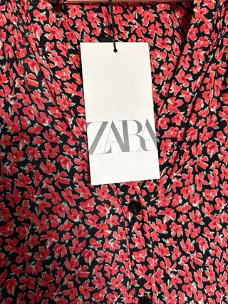 Vestido Zara floral naranja y negro