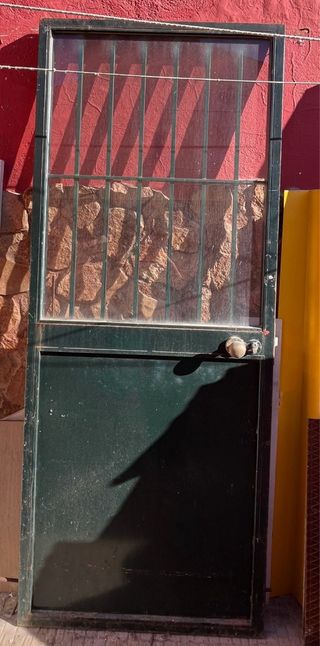 Puerta de Hierro con Reja y Vidrio