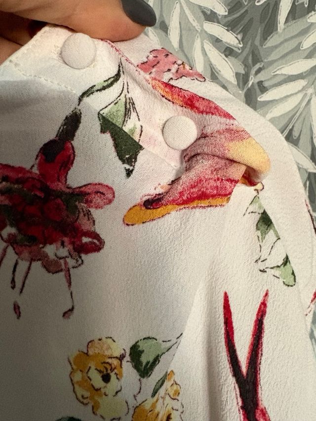 Zara Top Asimétrico Estampado Pájaros