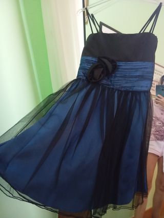 Vestido fiesta niña azul y negro