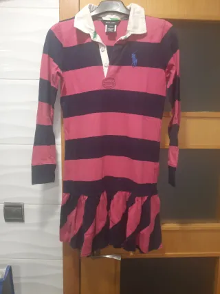 Vestido niña Ralph Lauren rayas rosa y azul T12-14