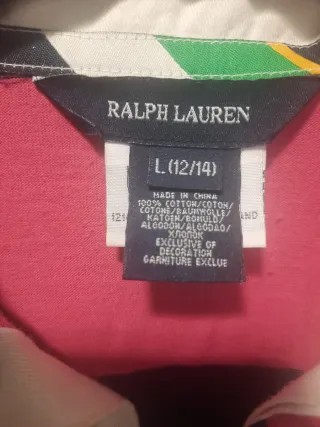Vestido niña Ralph Lauren rayas rosa y azul T12-14