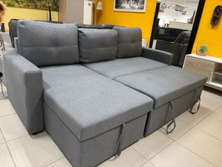 Sofá Chaise Longue Cama Gris con Arcón