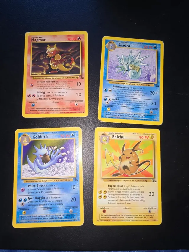 Set Carte Pokémon Fossil Magmar, Seadra, Golduck, 