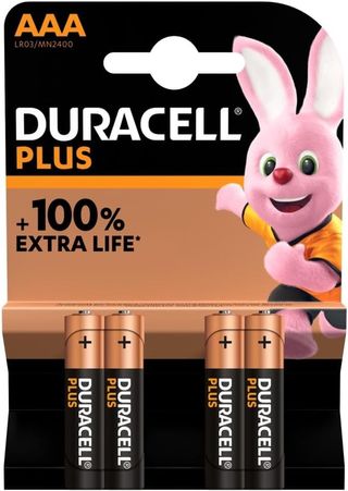 4 pilas Duracell AAA plus (1 blíster de 4 baterías