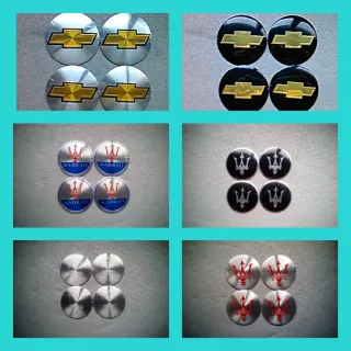 Pegatinas 56mm Tapabujes Chevrolet Maserati logo