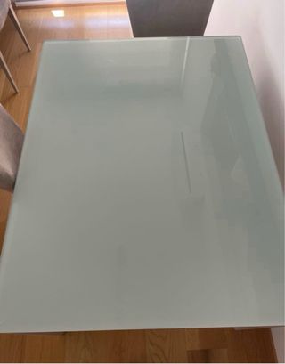 Mesa comedor extensible de cristal templado