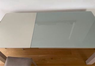 Mesa comedor extensible de cristal templado