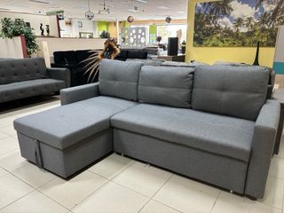 Sofá chaise longue gris convertible