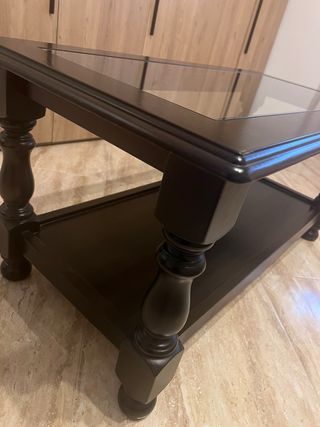 Mesa baja de salón madera y cristal