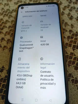 OPPO A52 4 GB RAM 64 GB di spazio di archiviazione