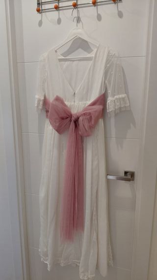 Vestido de Comunión Blanco y Rosa