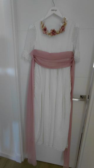 Vestido de Comunión Blanco y Rosa