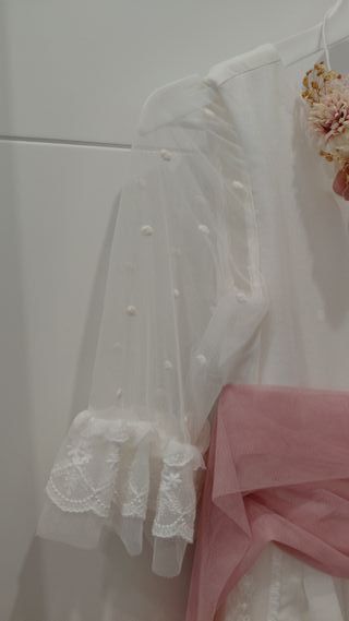 Vestido de Comunión Blanco y Rosa