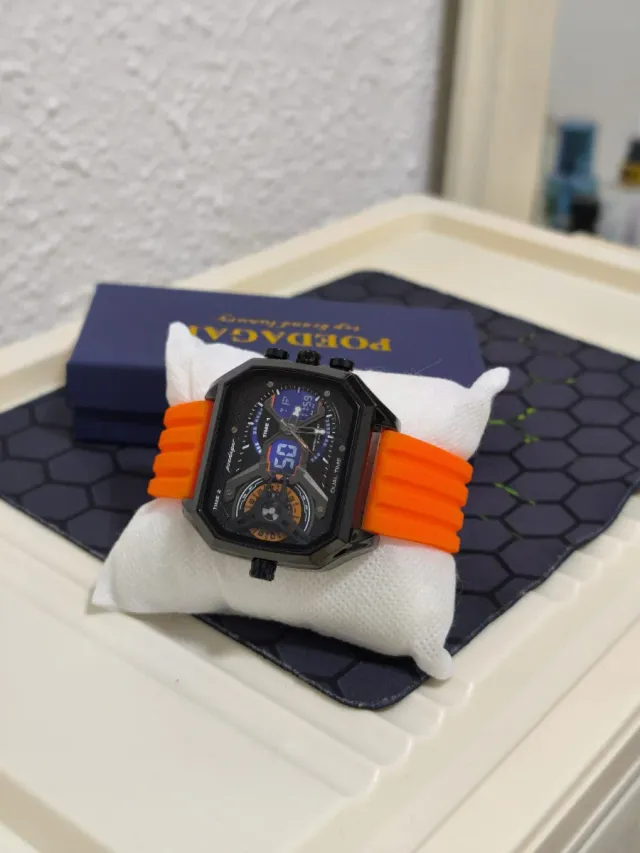 Reloj Hombre Negro y Naranja