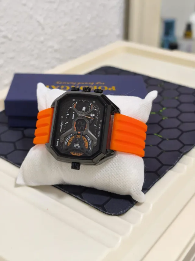 Reloj Hombre Negro y Naranja