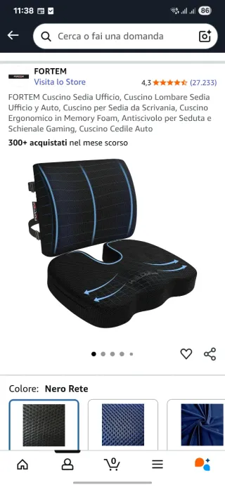 Set Cuscino Sedia Ufficio e Lombare FORTEM