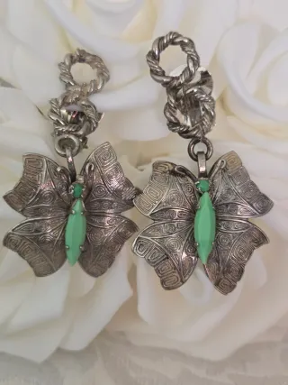 Pendientes clips antiguos mariposa