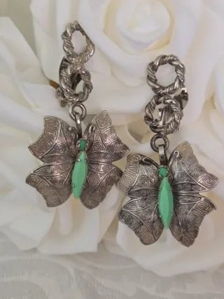 Pendientes clips antiguos mariposa