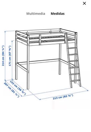 Cama alta Stora Ikea madera blanca