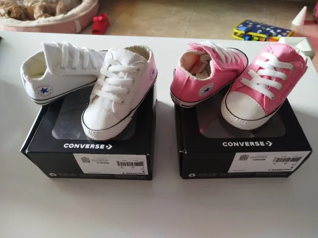 Zapatillas Converse Bebé Blancas y Rosas