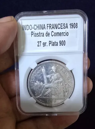 Indochina Francesa Piastra Plata 1908