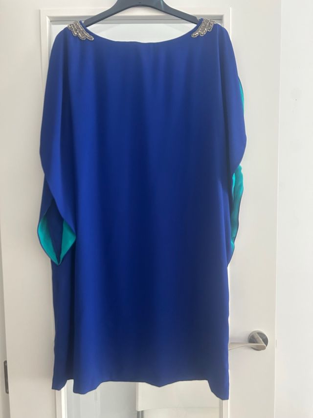 Vestido fiesta azul y turquesa